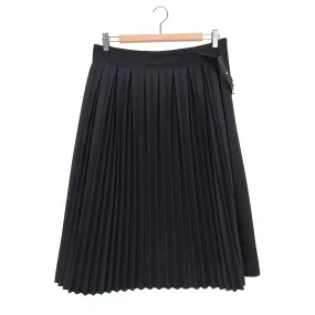 Loewe Black Pleated Skirt with Leather Belt – 44 / L / 12