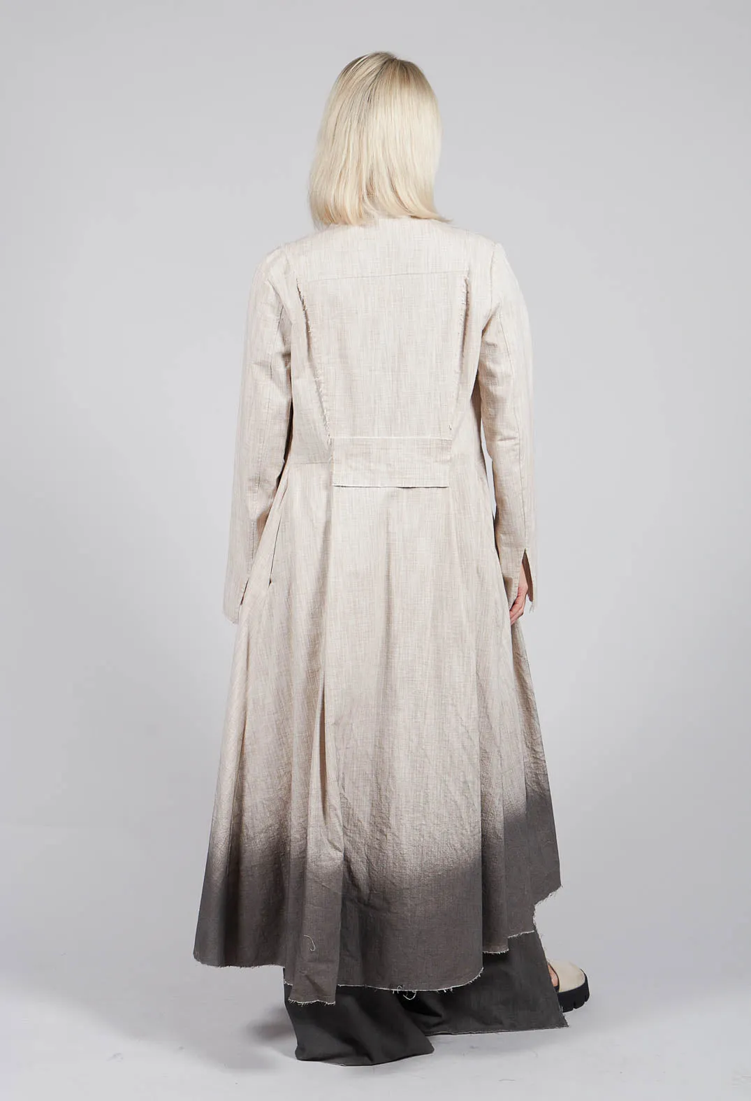 Long Ombre Coat in Cotone Degrade Sand