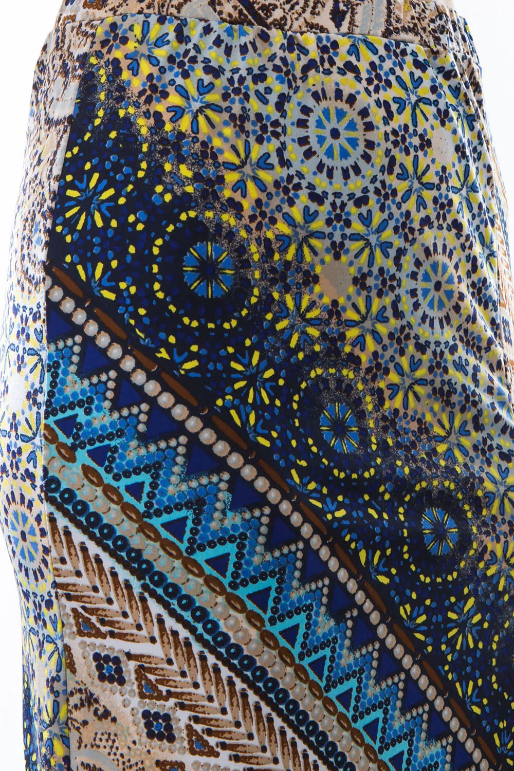 MABEL FRONT SIDE OPEN MIDI SKIRT (MULTI BLUE)- VS2980