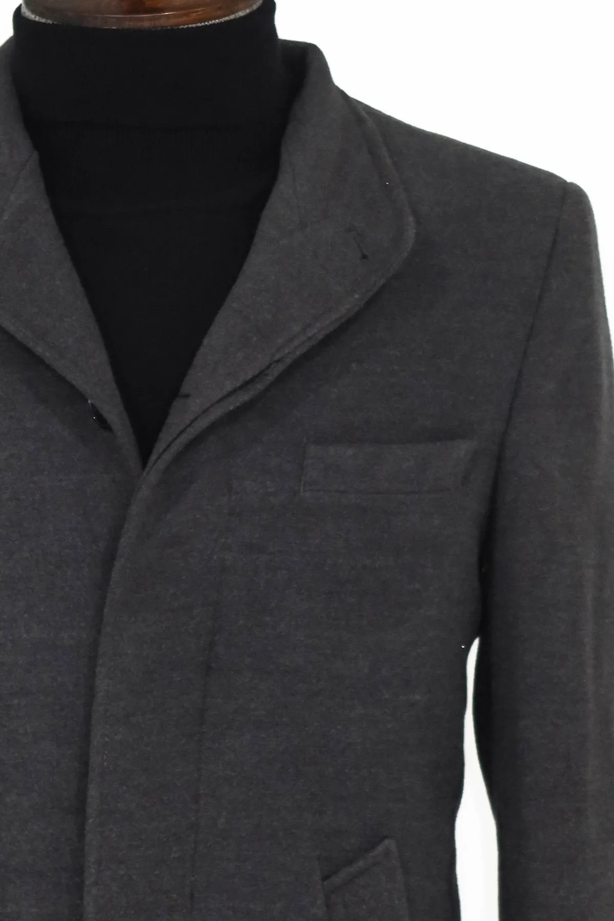 Mandarin Collar Grey Men's Long Men's Coat | Wessi