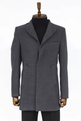 Mandarin Collar Grey Men's Long Men's Coat | Wessi