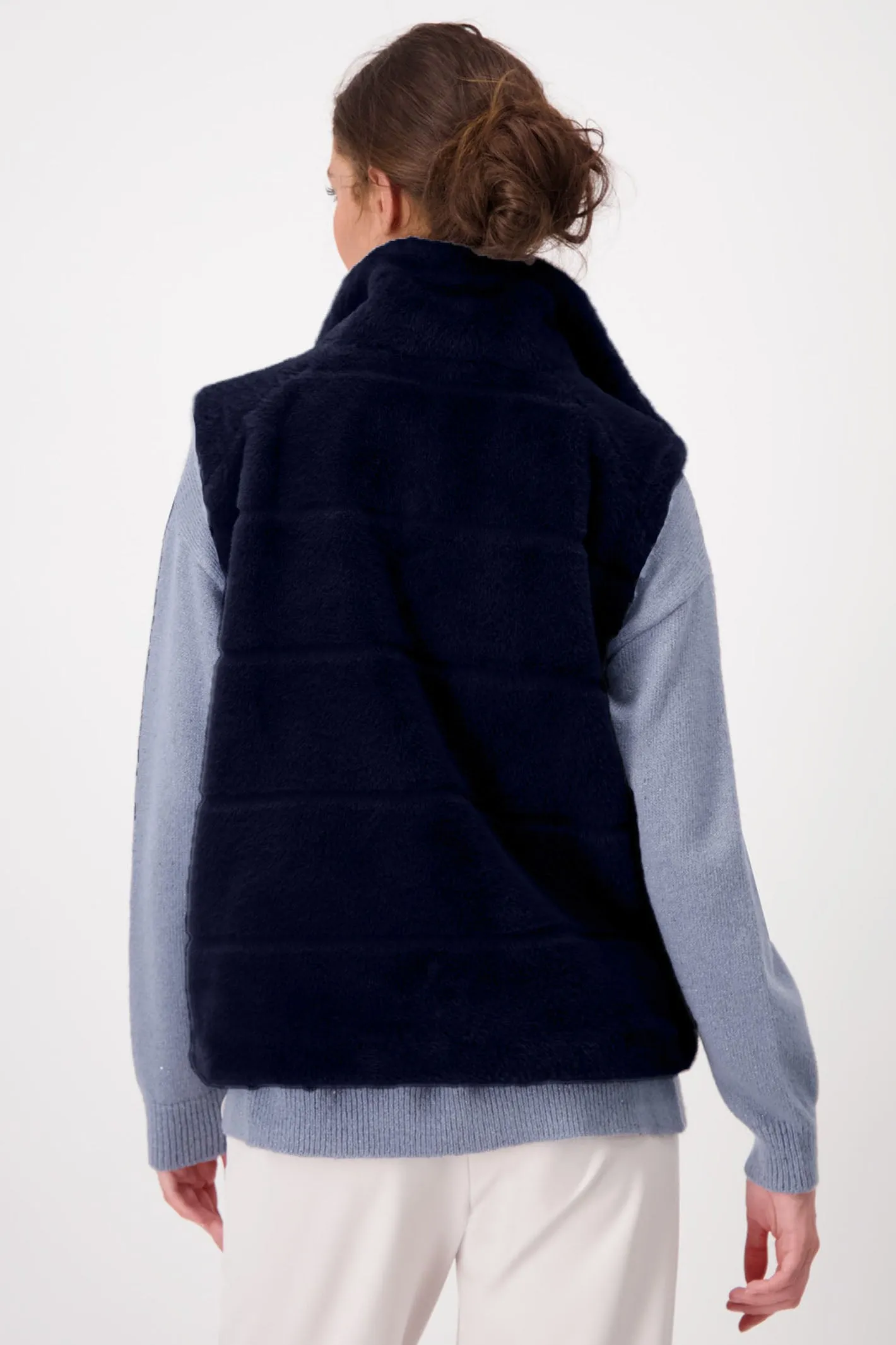 Monari 807430 Midnight Blue Faux Fur Gilet