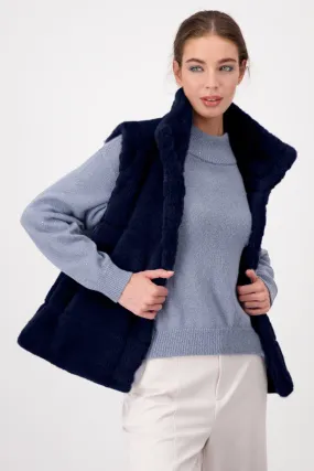 Monari 807430 Midnight Blue Faux Fur Gilet