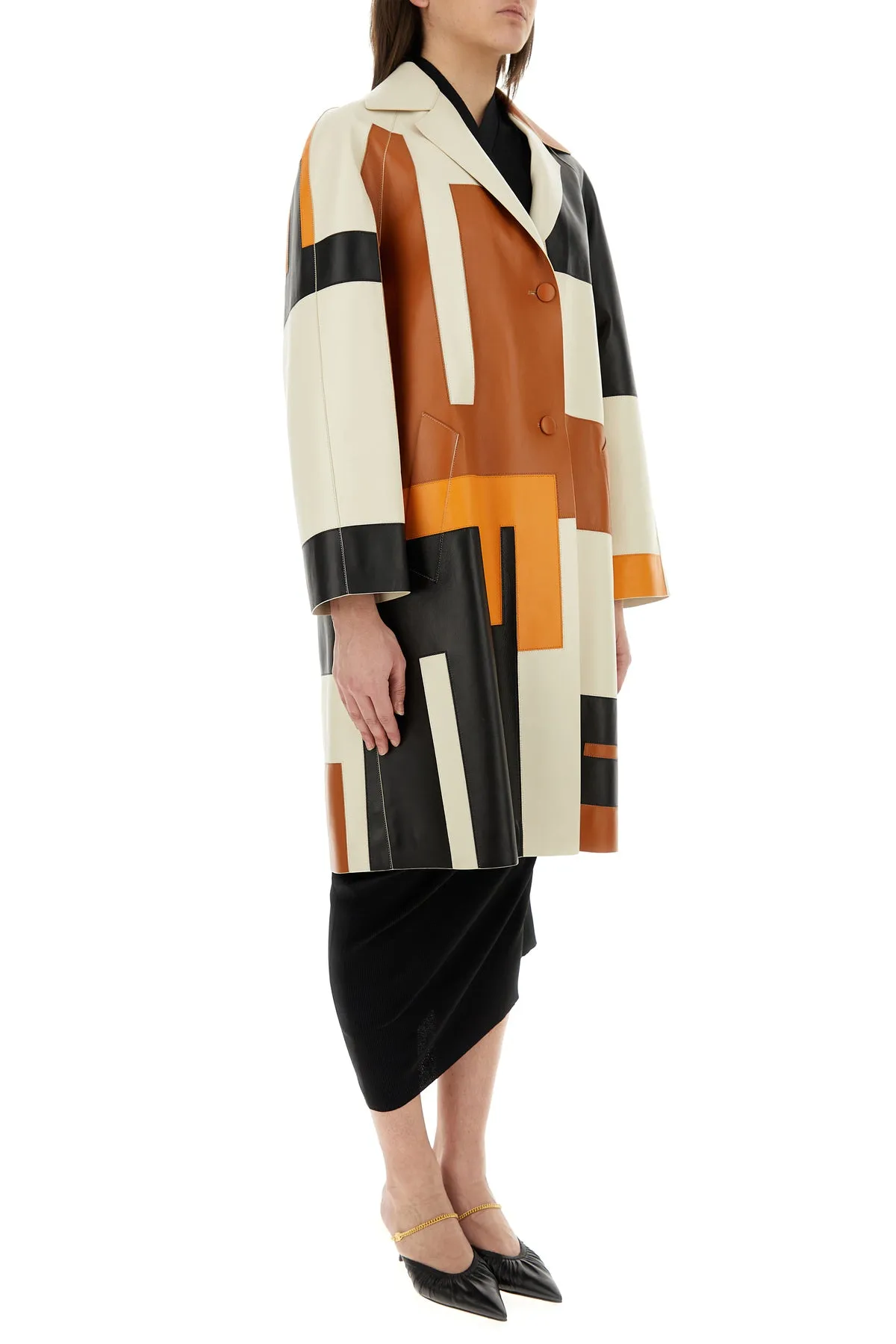 Multicolor nappa leather overcoat