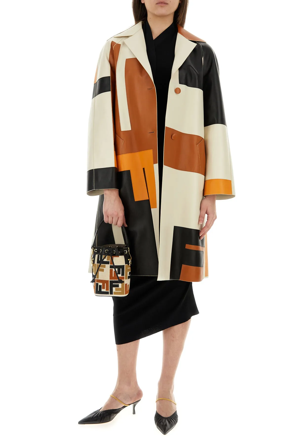 Multicolor nappa leather overcoat