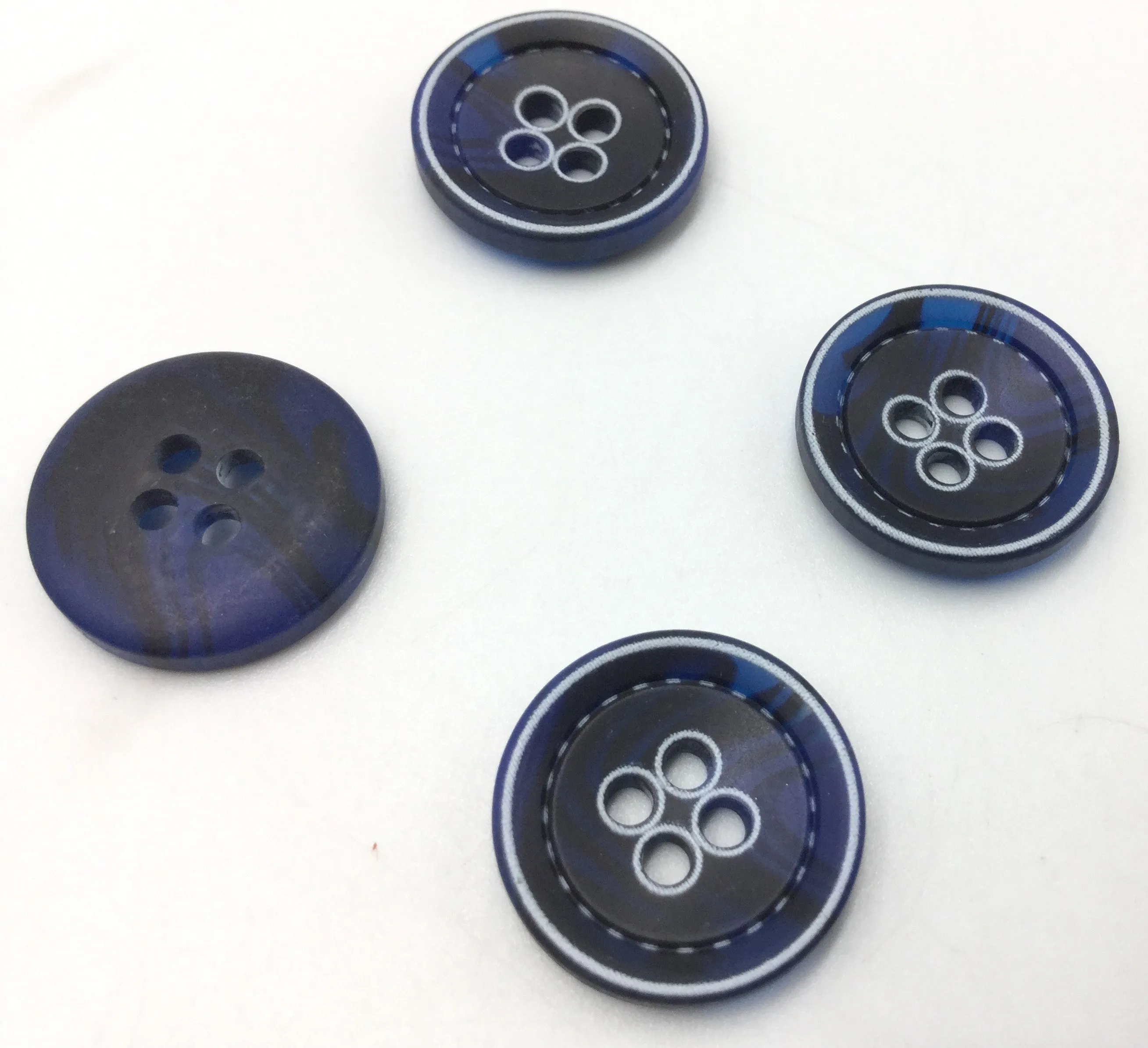 Navy Blue & White Circular Plastic Buttons