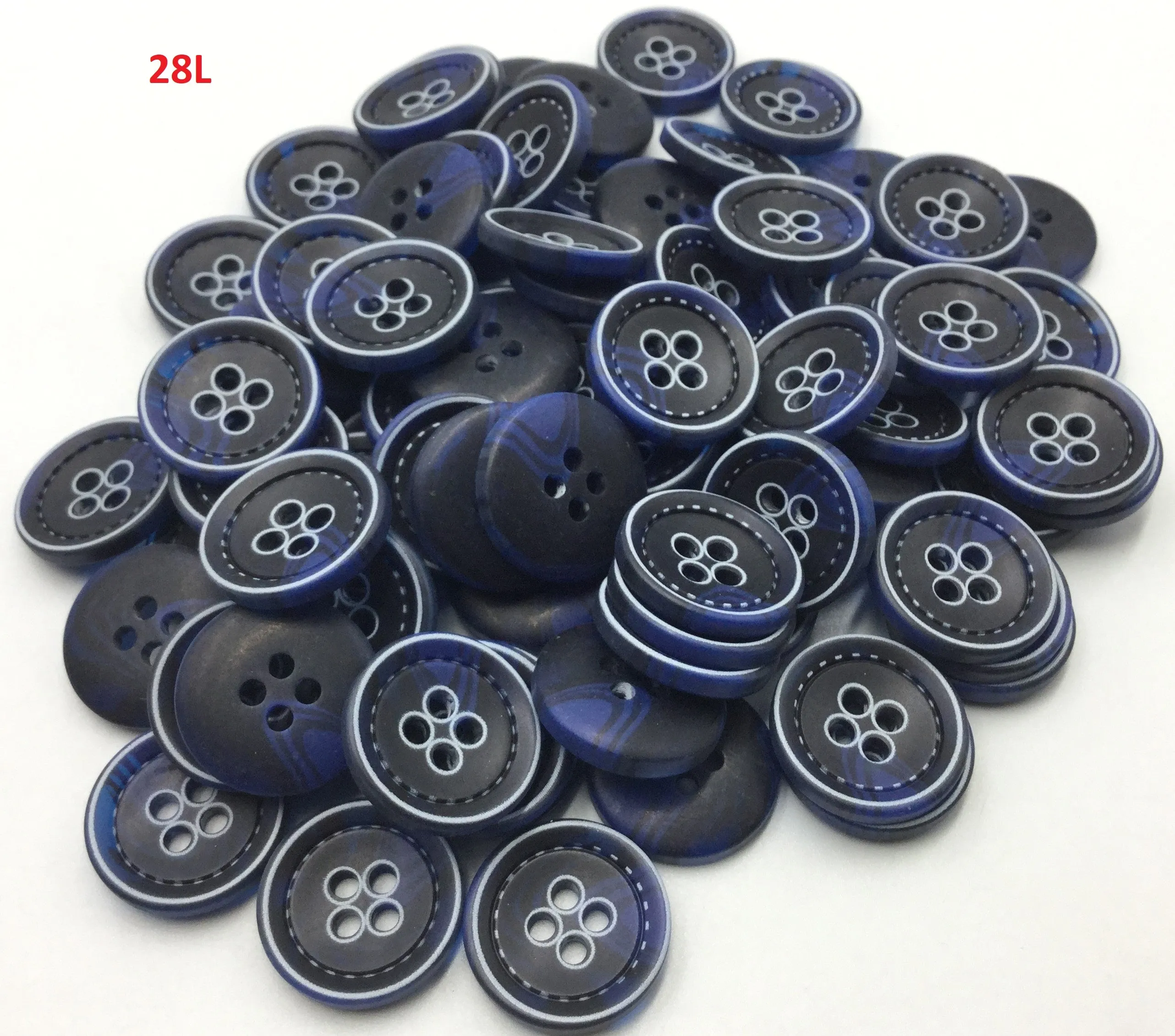 Navy Blue & White Circular Plastic Buttons