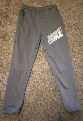 Nike grey joggers sz L Grey/white Nike logo - size Kids Clothing: 14