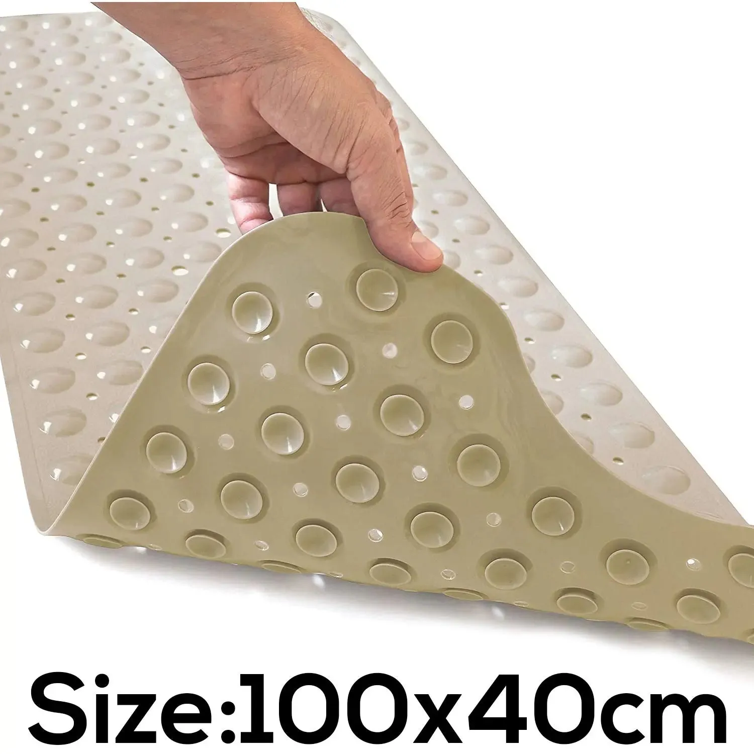 Non slip Extra Soft Eco friendly PVC Bath mat (100 x 40 cm, Cream Soft bubble)