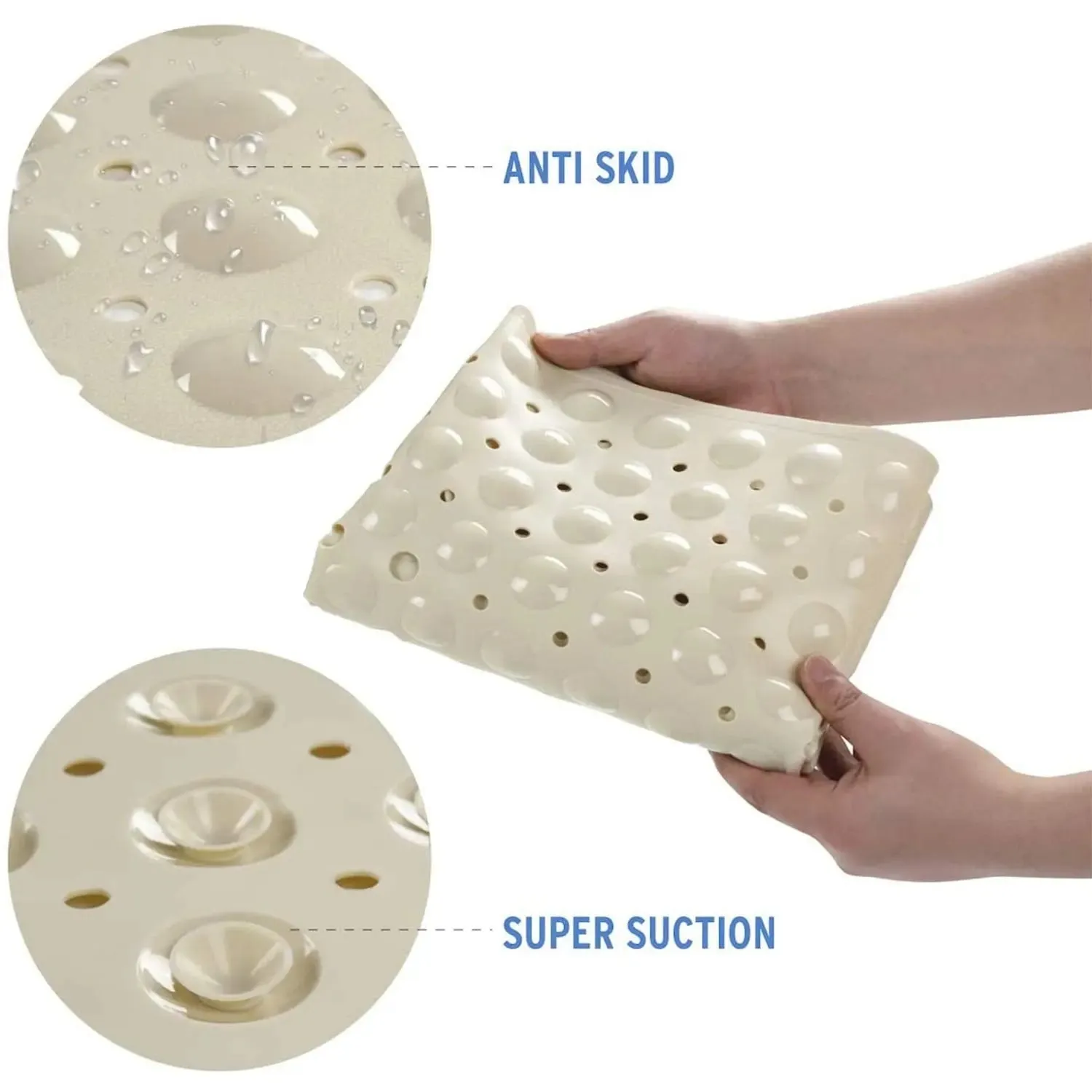 Non slip Extra Soft Eco friendly PVC Bath mat (100 x 40 cm, Cream Soft bubble)