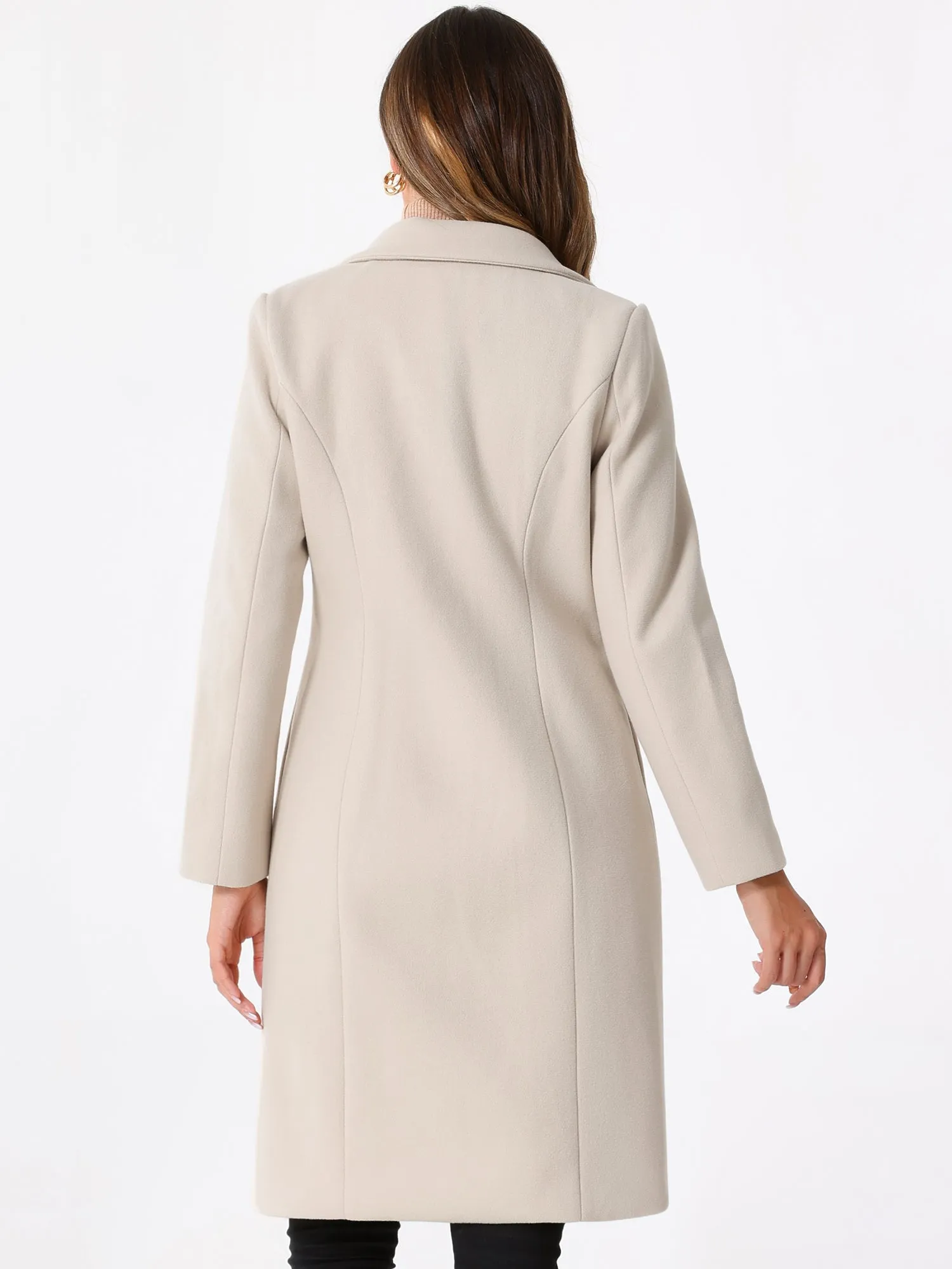 Notched Lapel Single Breasted Work Long Winter Coat