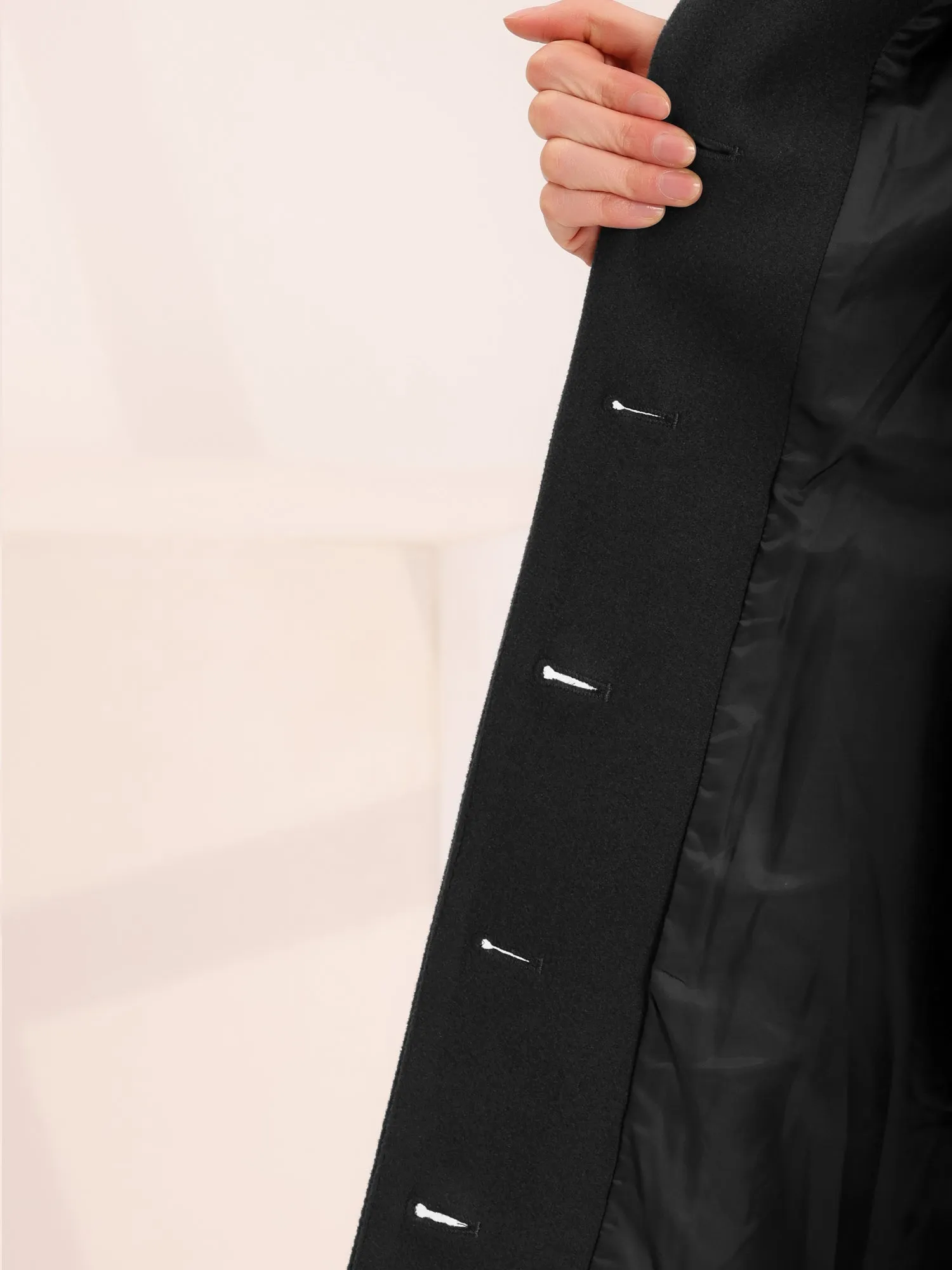 Notched Lapel Single Breasted Work Long Winter Coat