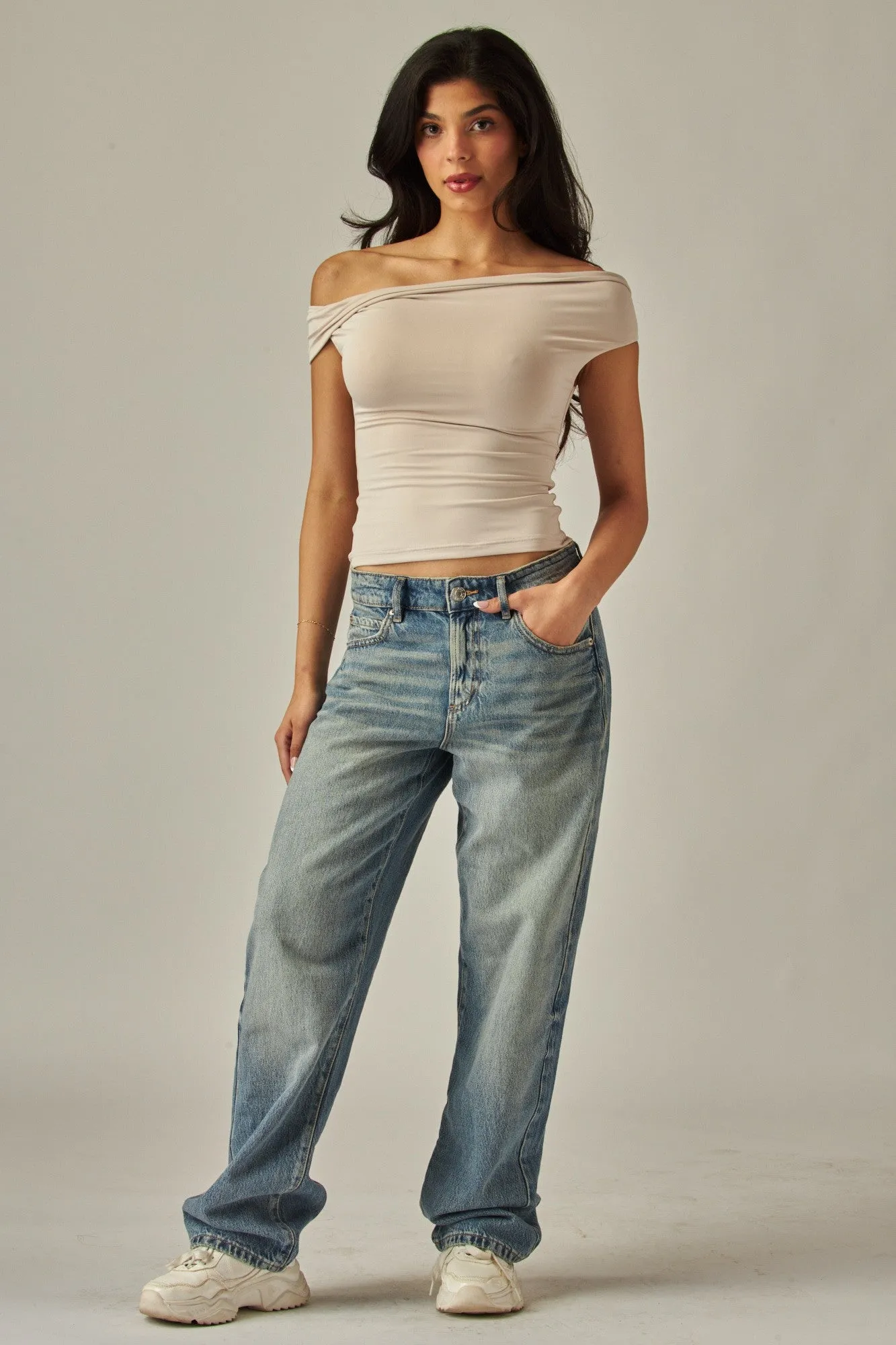 Off Shoulder Double Layer Top