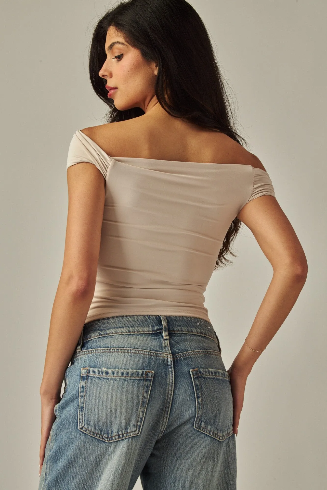 Off Shoulder Double Layer Top