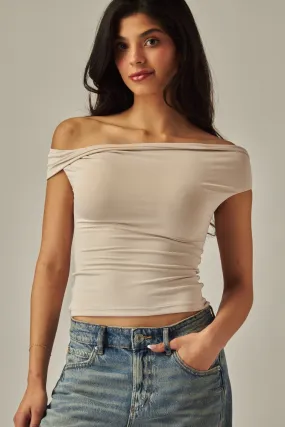 Off Shoulder Double Layer Top