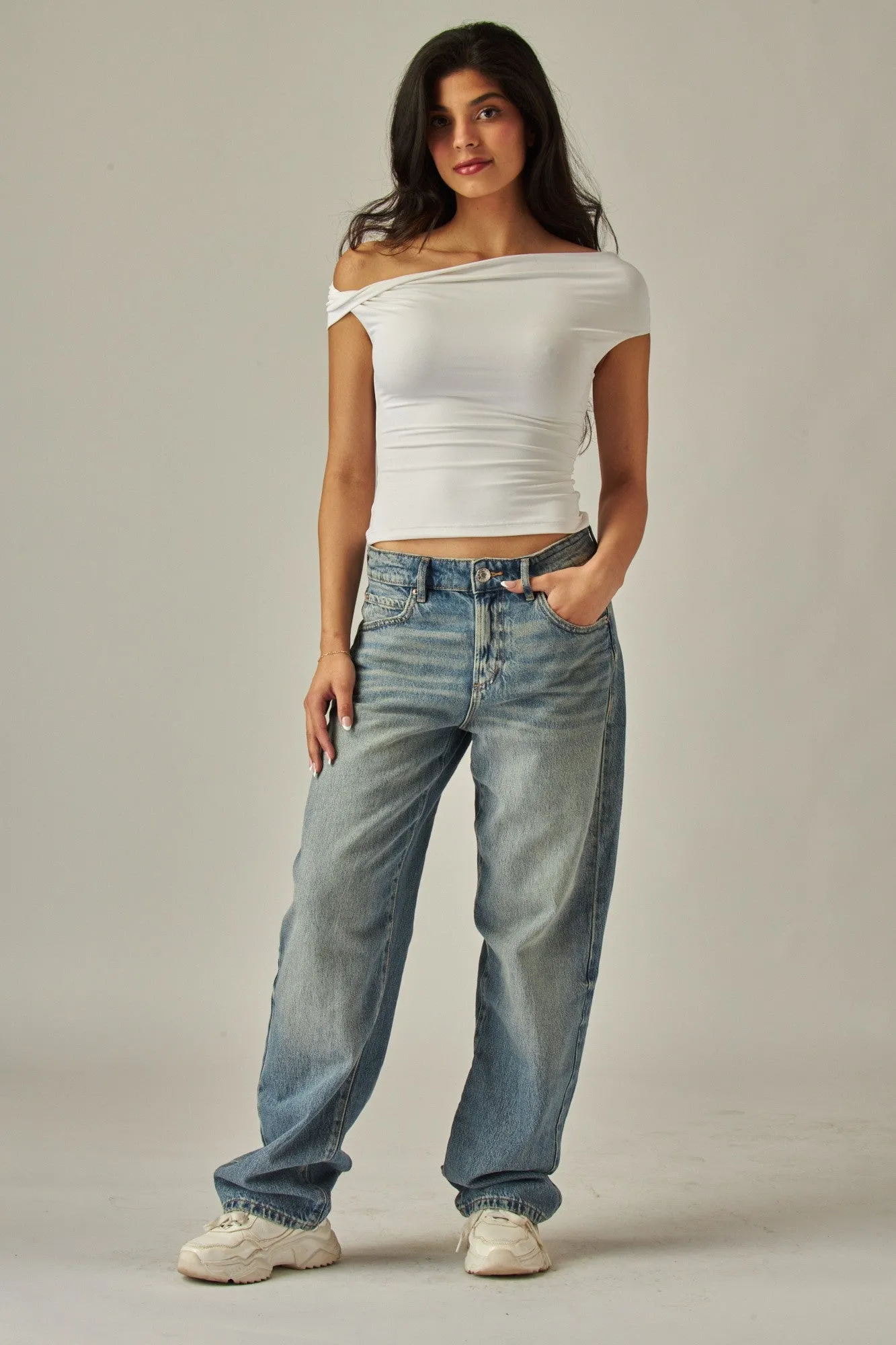Off Shoulder Double Layer Top