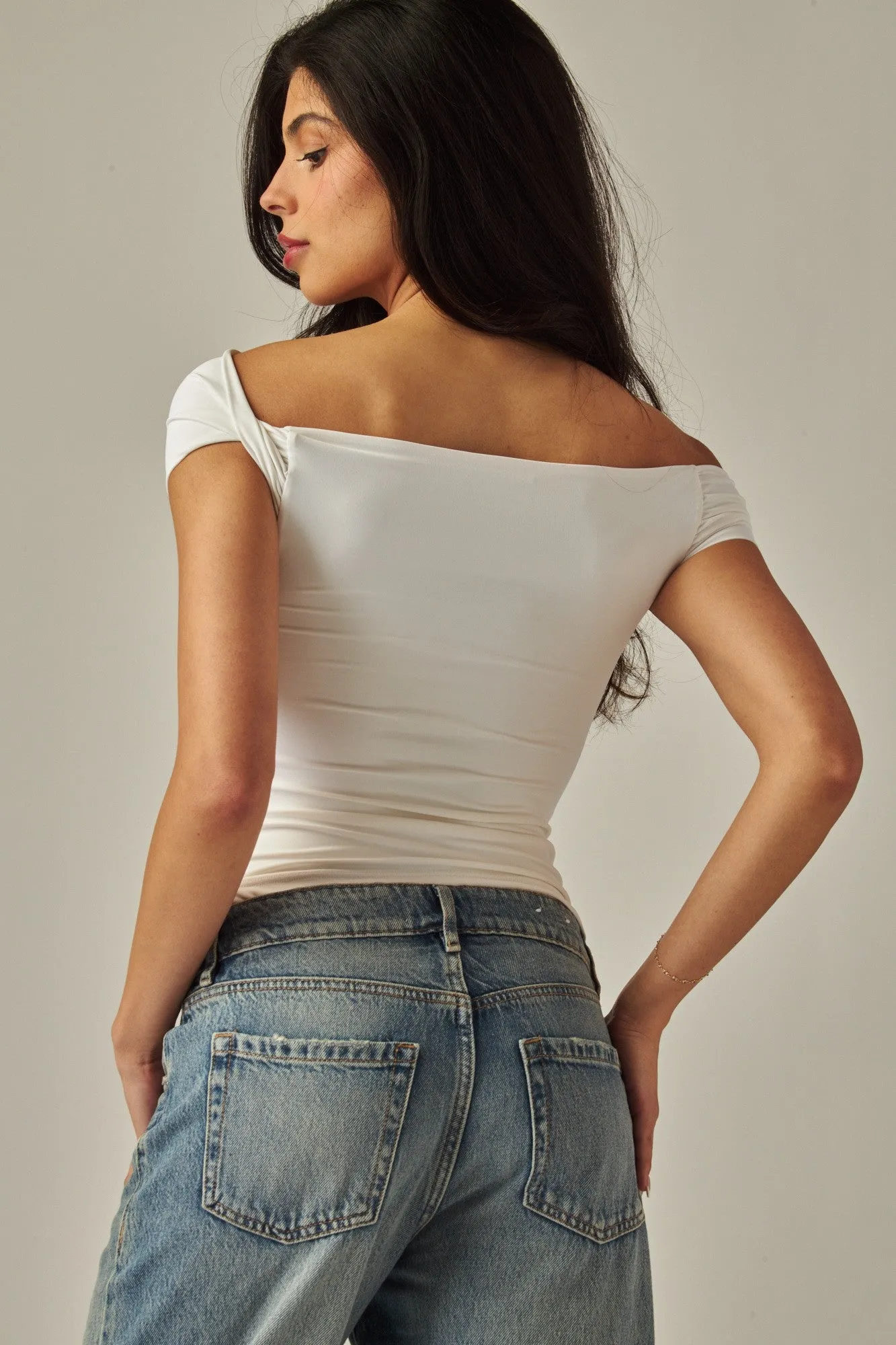 Off Shoulder Double Layer Top