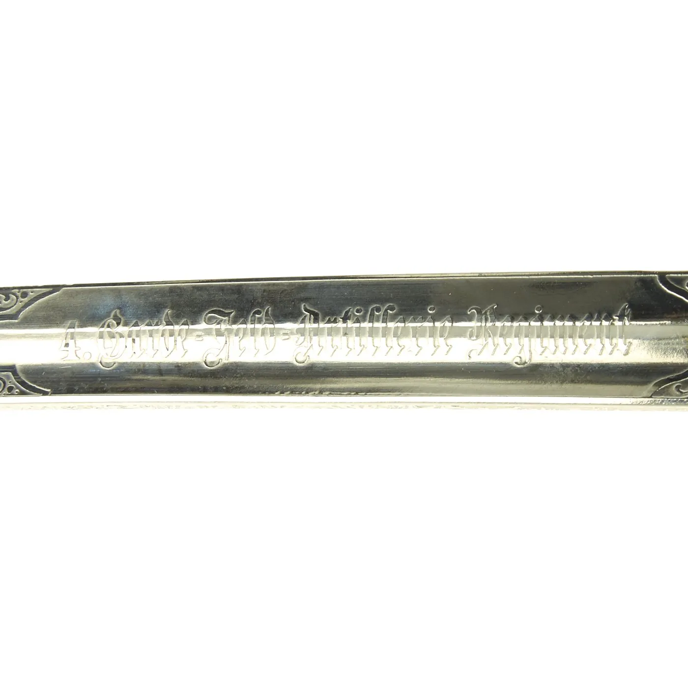 Original Imperial German WWI Etched 4th Guards Field Artillery NCO Dove's Head Sword by W.K. & C.
