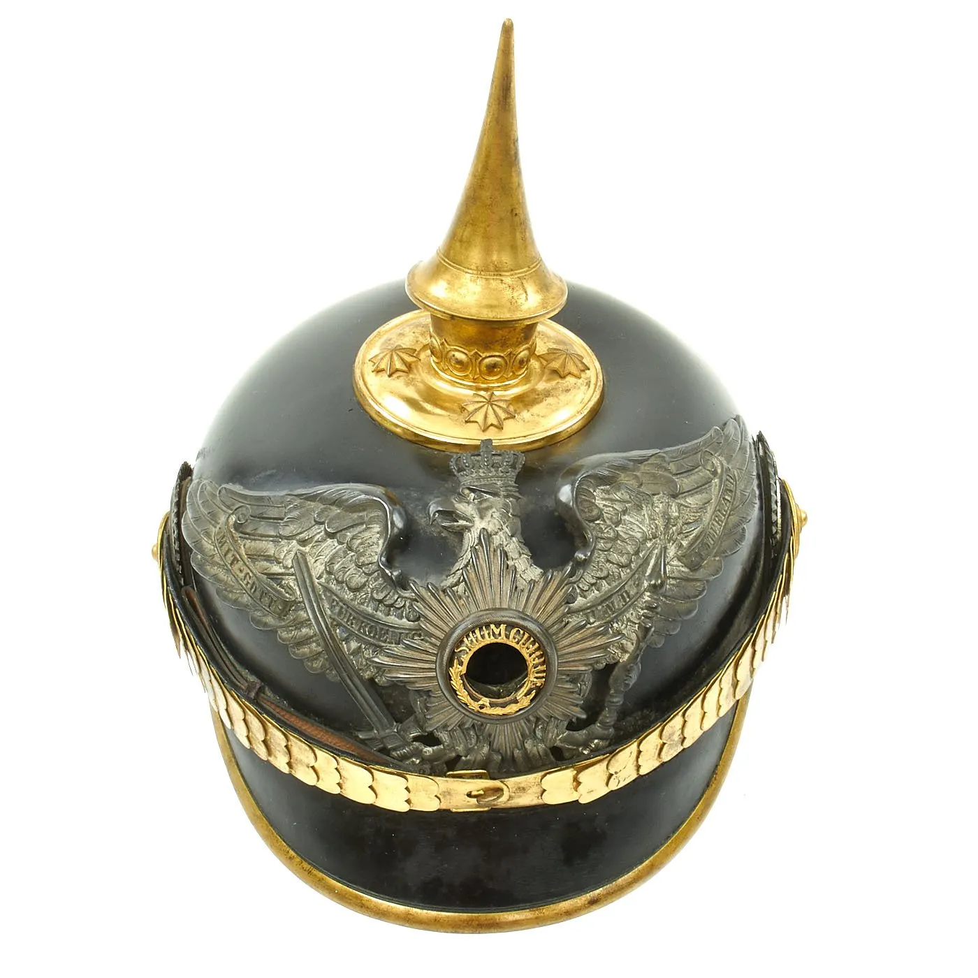 Original Imperial German WWI Prussian Garde du Corps Pickelhaube Helmet with Chin Strap by Depaheg