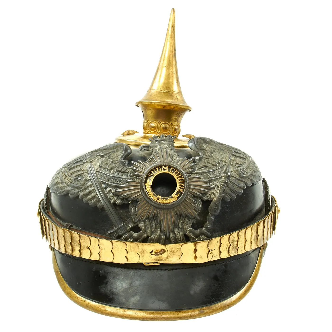 Original Imperial German WWI Prussian Garde du Corps Pickelhaube Helmet with Chin Strap by Depaheg