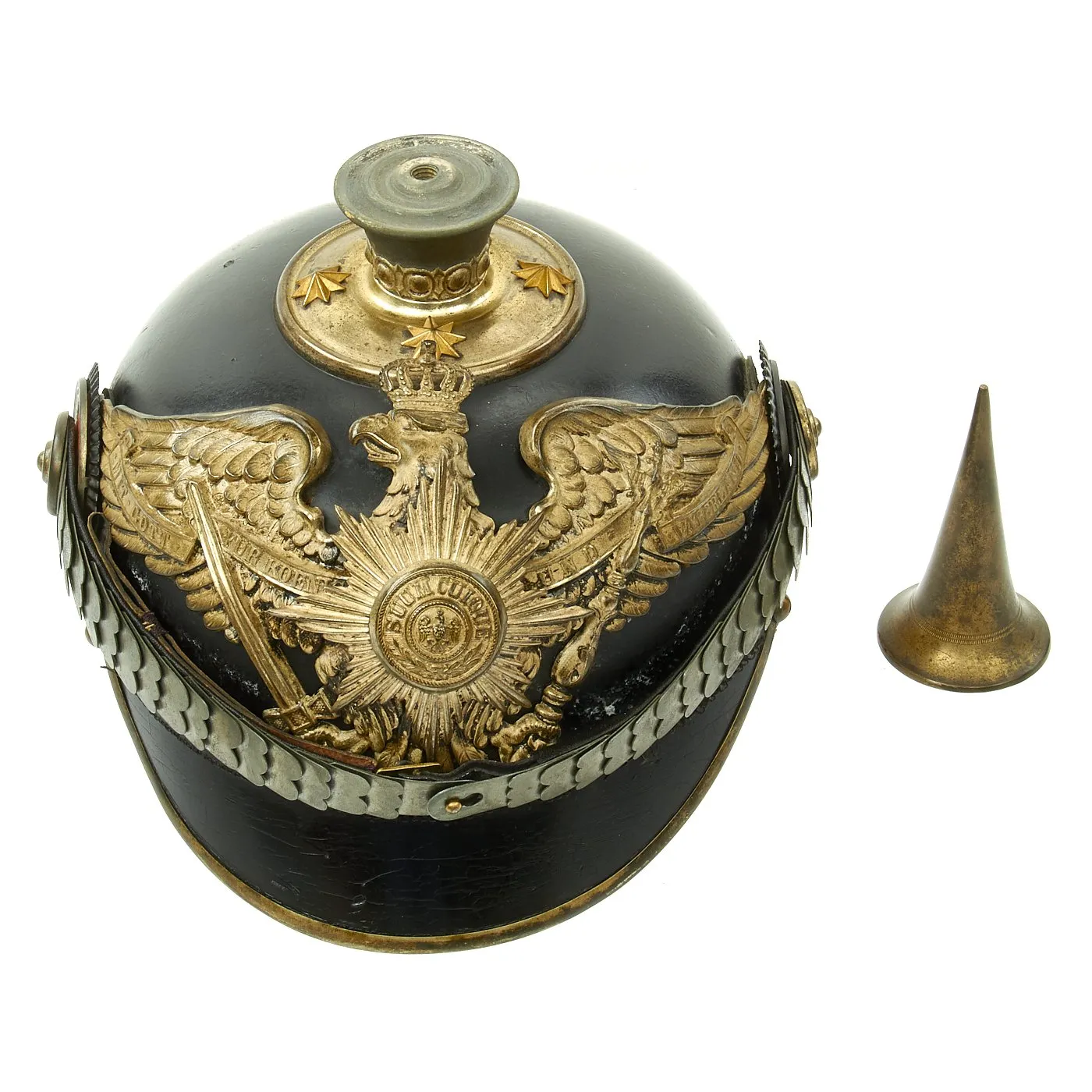 Original Imperial German WWI Prussian Garde du Corps "Extra" Grade Pickelhaube Helmet with Chin Strap
