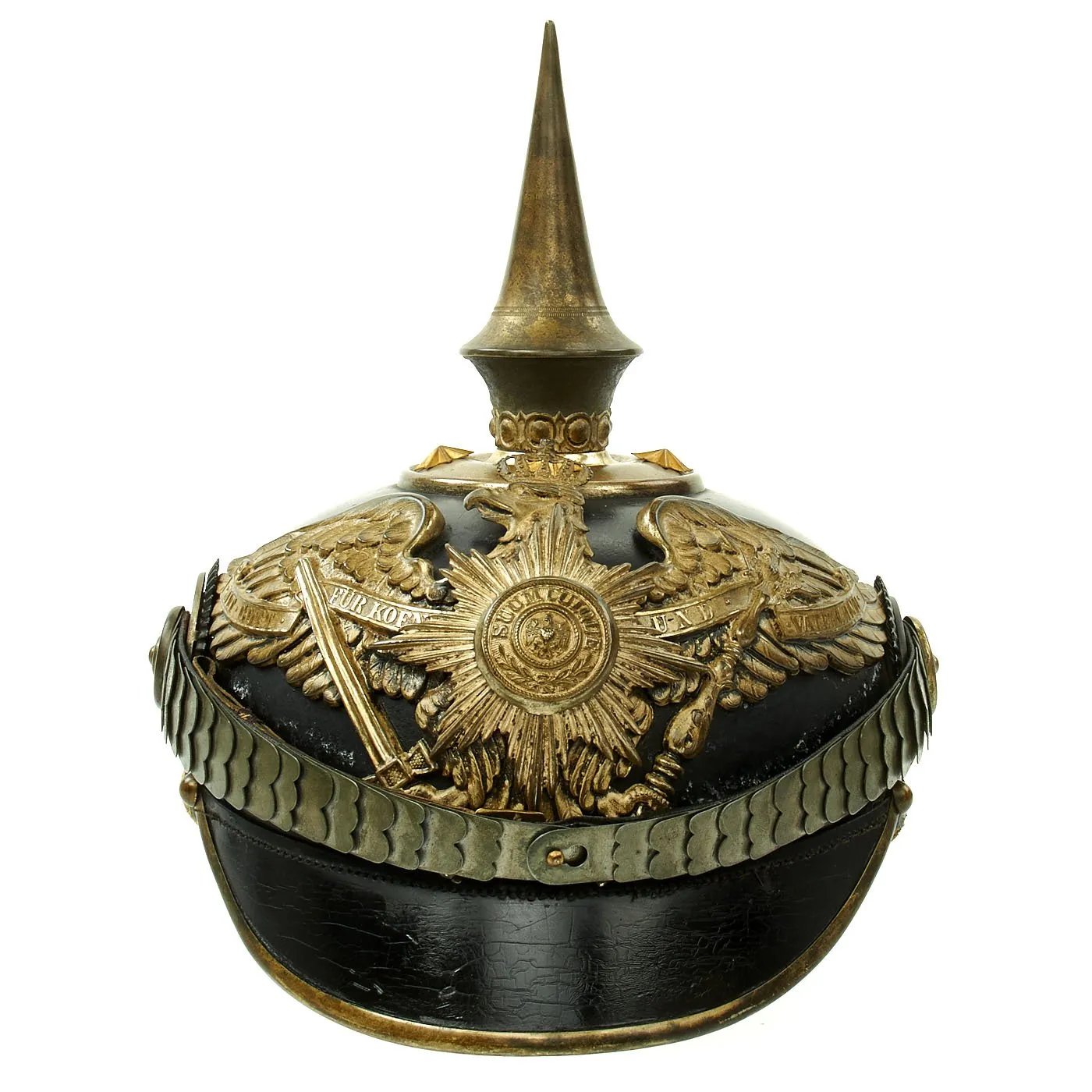 Original Imperial German WWI Prussian Garde du Corps "Extra" Grade Pickelhaube Helmet with Chin Strap