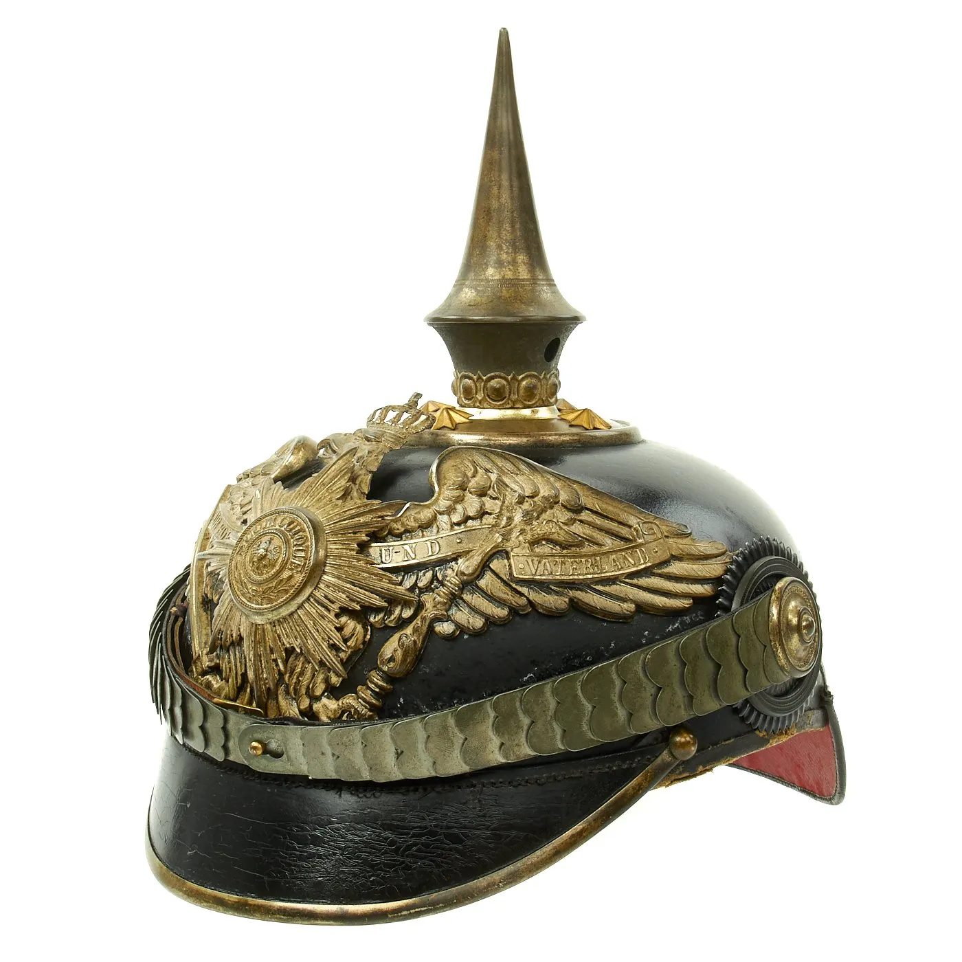 Original Imperial German WWI Prussian Garde du Corps "Extra" Grade Pickelhaube Helmet with Chin Strap