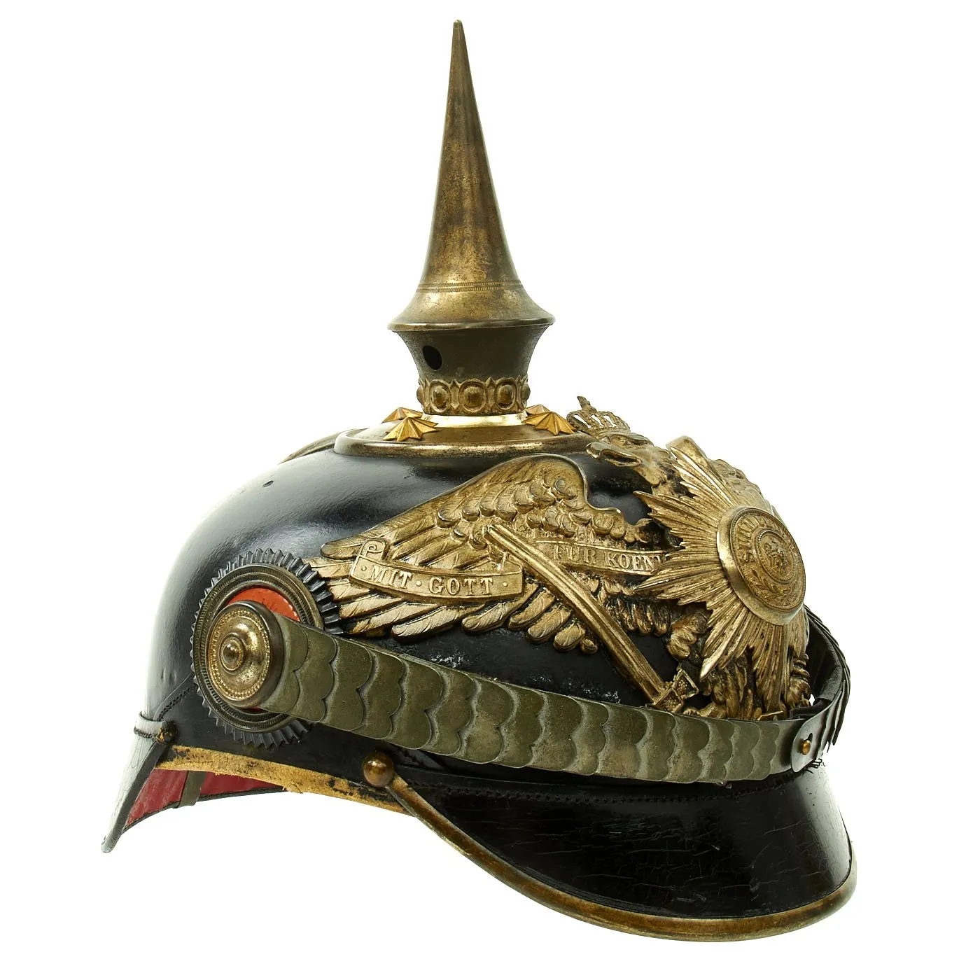 Original Imperial German WWI Prussian Garde du Corps "Extra" Grade Pickelhaube Helmet with Chin Strap