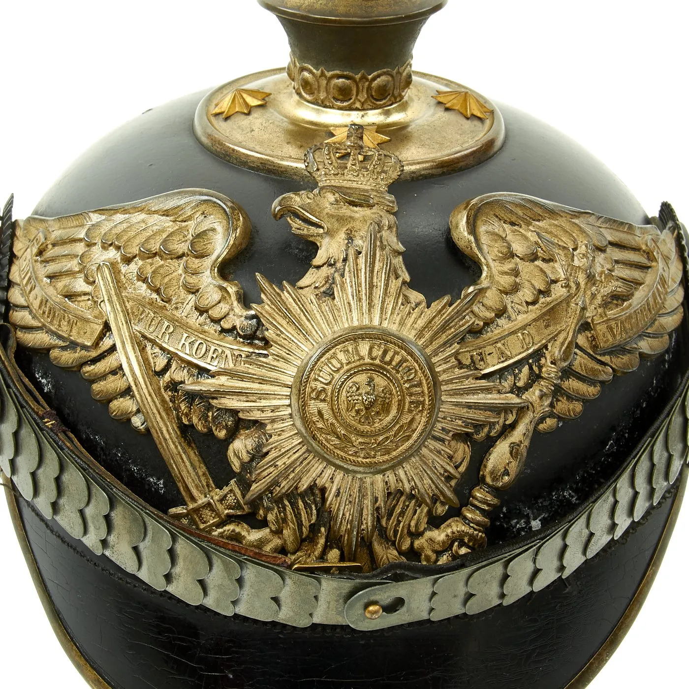 Original Imperial German WWI Prussian Garde du Corps "Extra" Grade Pickelhaube Helmet with Chin Strap