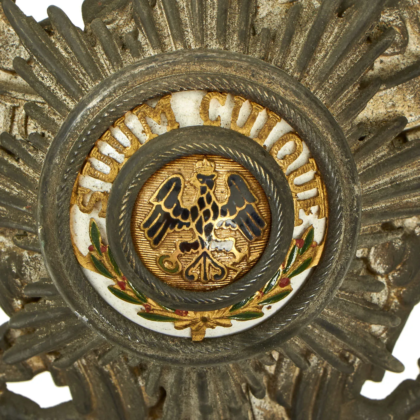 Original Imperial German WWI Prussian Garde Korps Officer Wappen Helmet Plate - SUUM CUIQUE