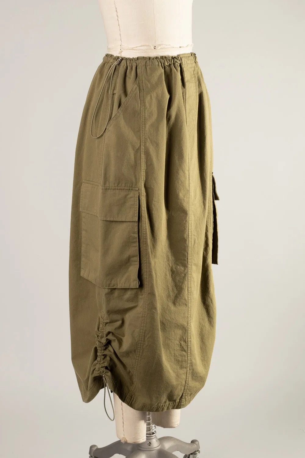 Parachute Midi Skirt (Olive)