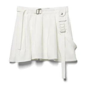 PLEATED MINI SKIRT WITH HARNESS STRAP - White