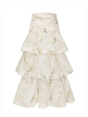 Pleated Tiered Skirt (Acacia Birds)