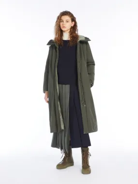 Pleated wool and satin skirt