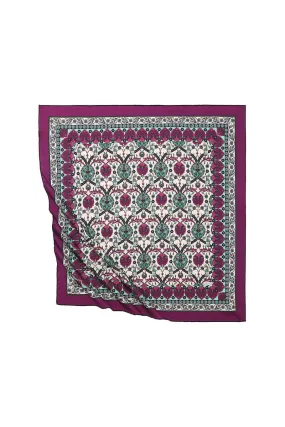 Plum Tile Tulip Pattern Silky Square Scarf