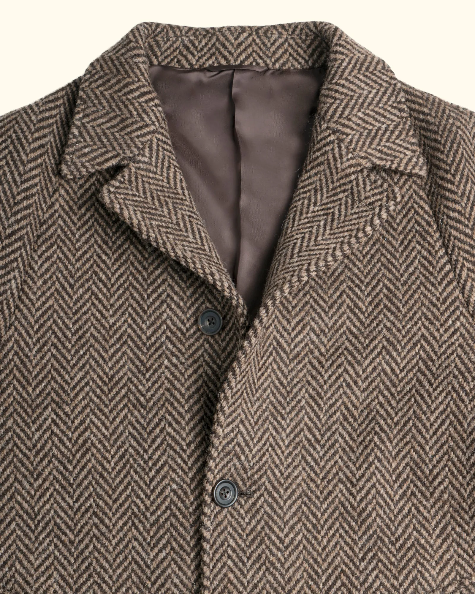 PML Balmacaan overcoat brown herringbone