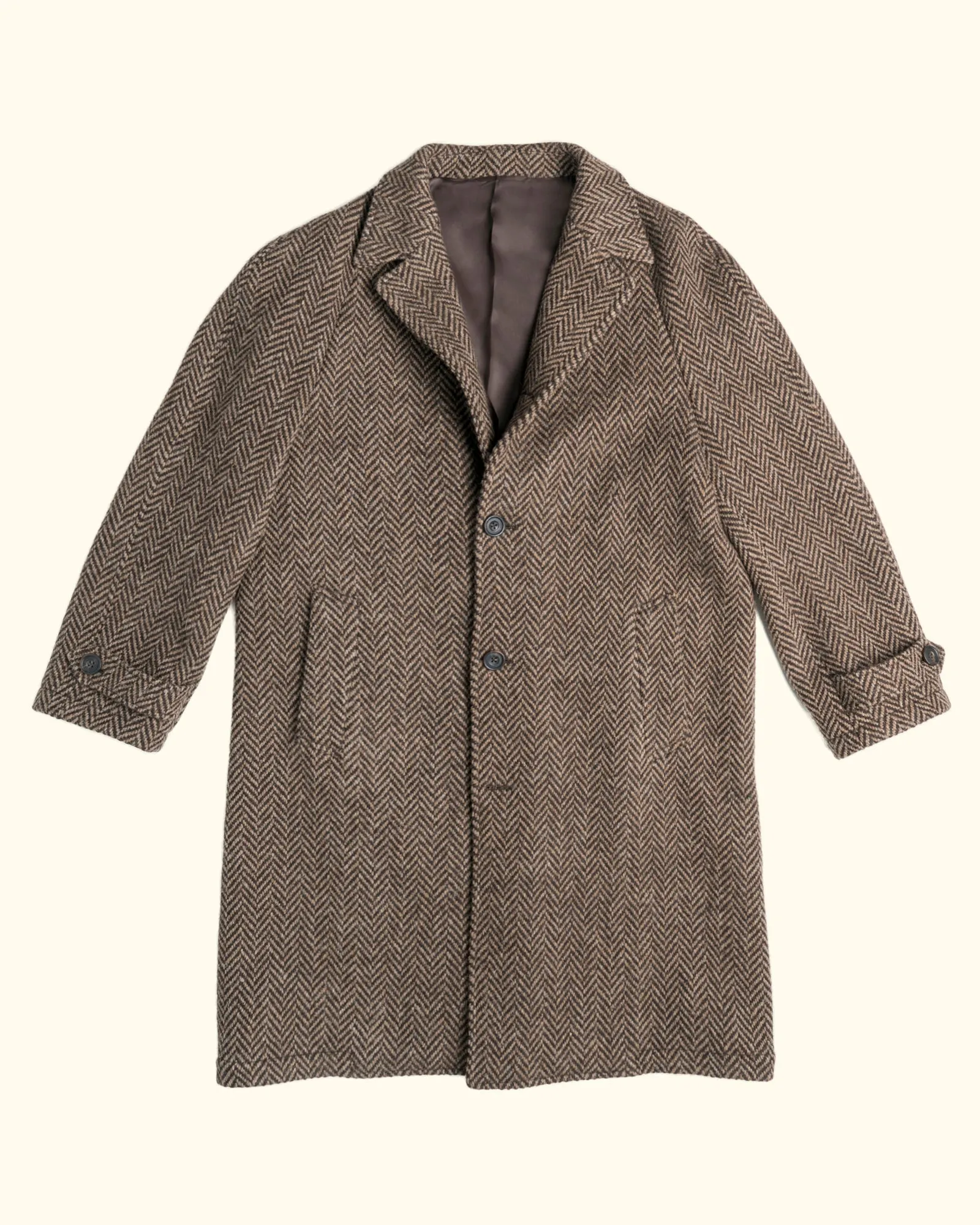 PML Balmacaan overcoat brown herringbone