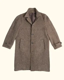 PML Balmacaan overcoat brown herringbone