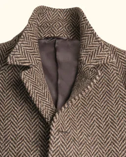 PML Balmacaan overcoat brown herringbone