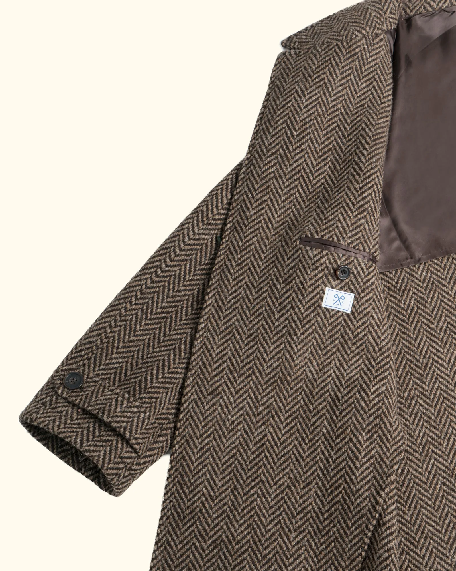 PML Balmacaan overcoat brown herringbone