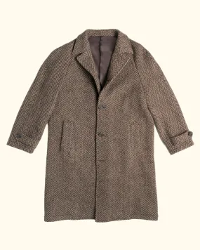 PML Balmacaan overcoat brown herringbone