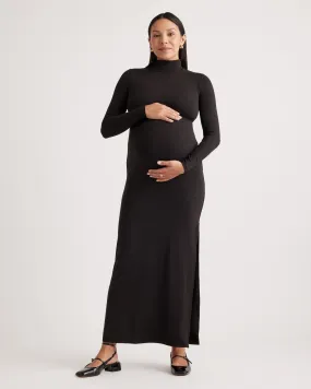 Recycled Knit Maternity Mock Neck Maxi Dress