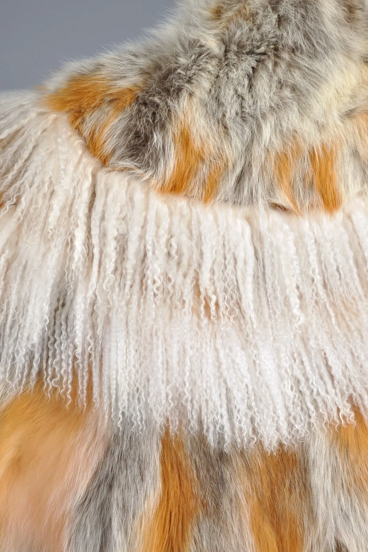Red Fox Fur   Mongolian Lamb Avant Garde Batwing Coat