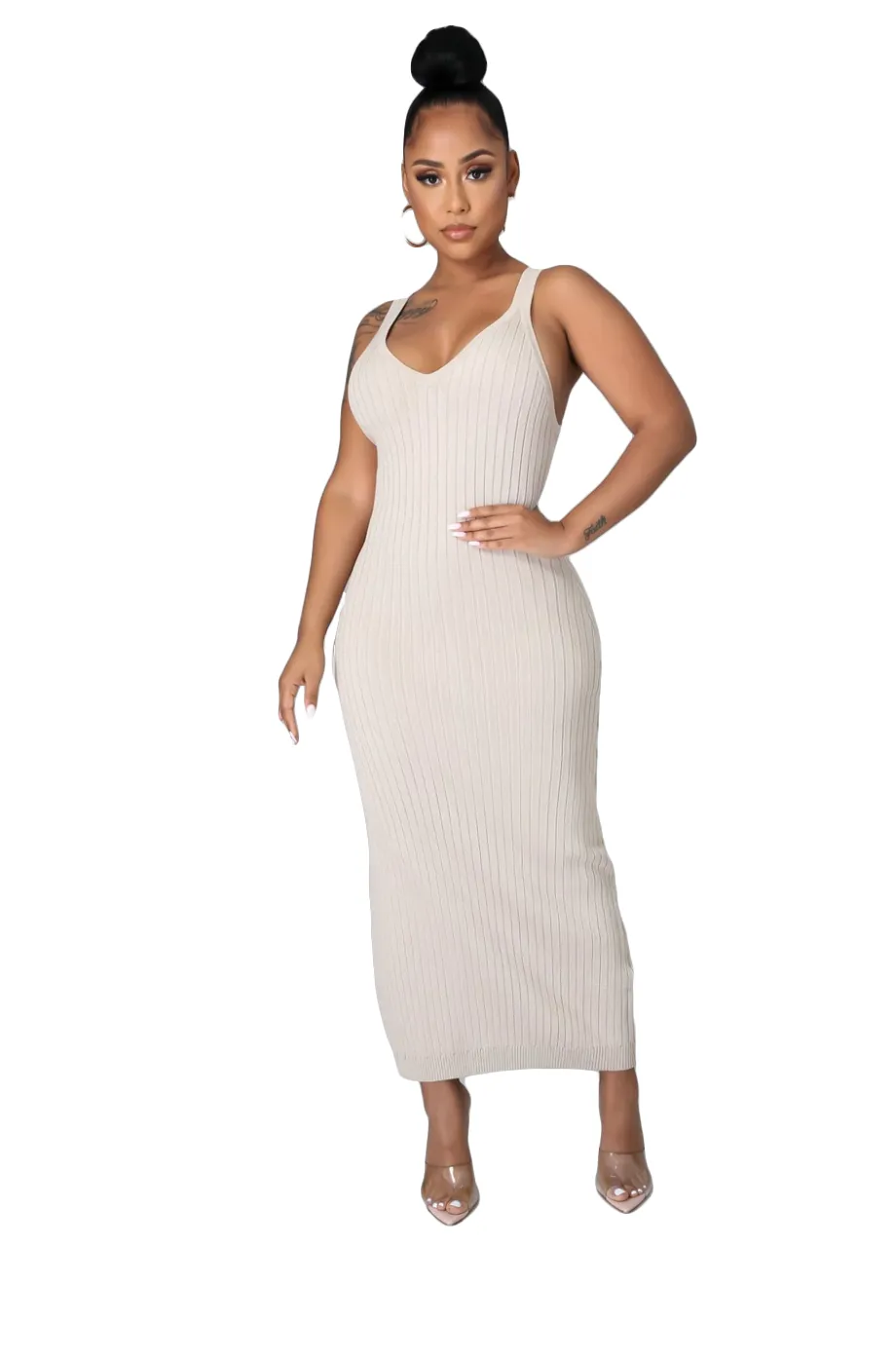 Ribbed Knit Midi Dress