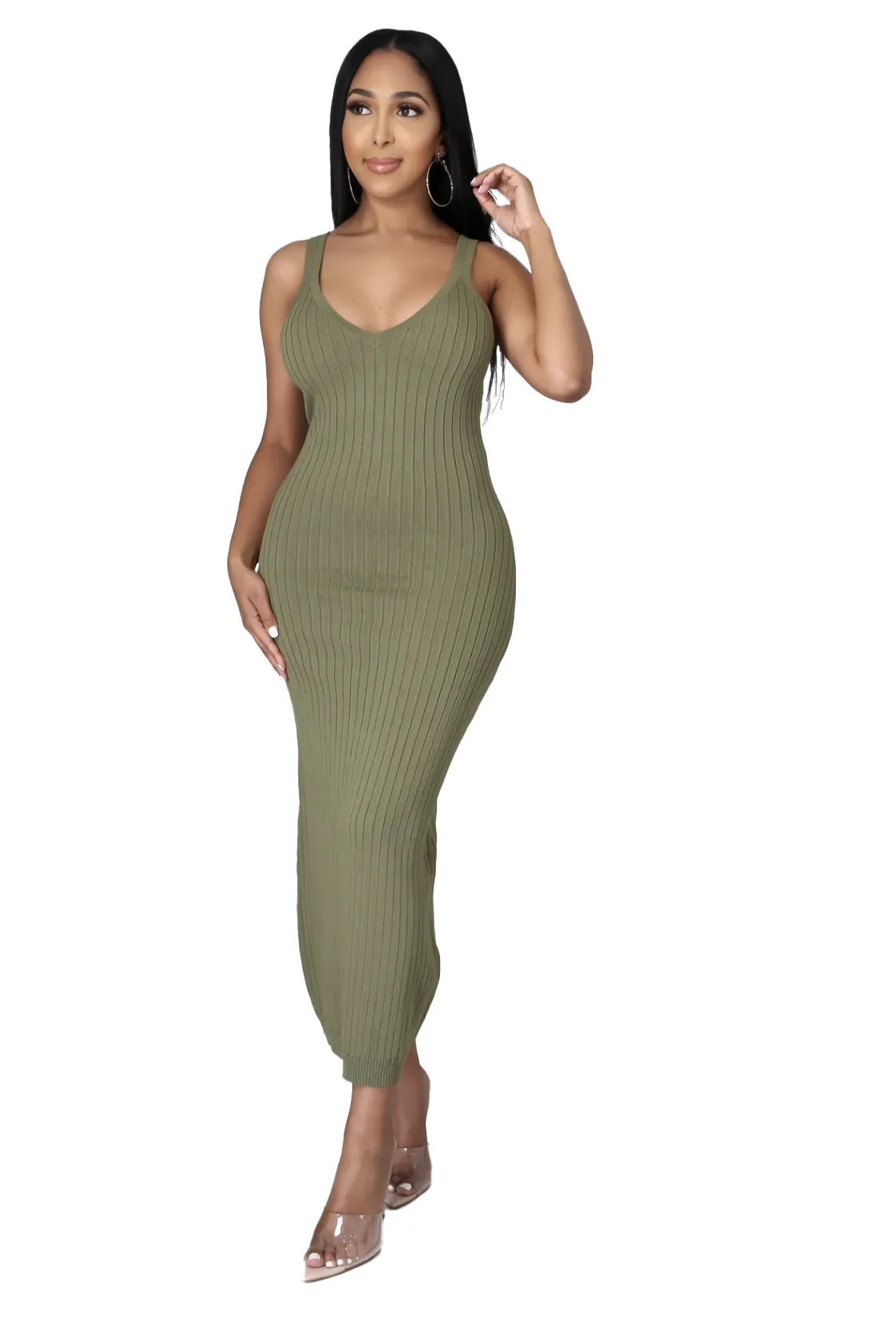 Ribbed Knit Midi Dress