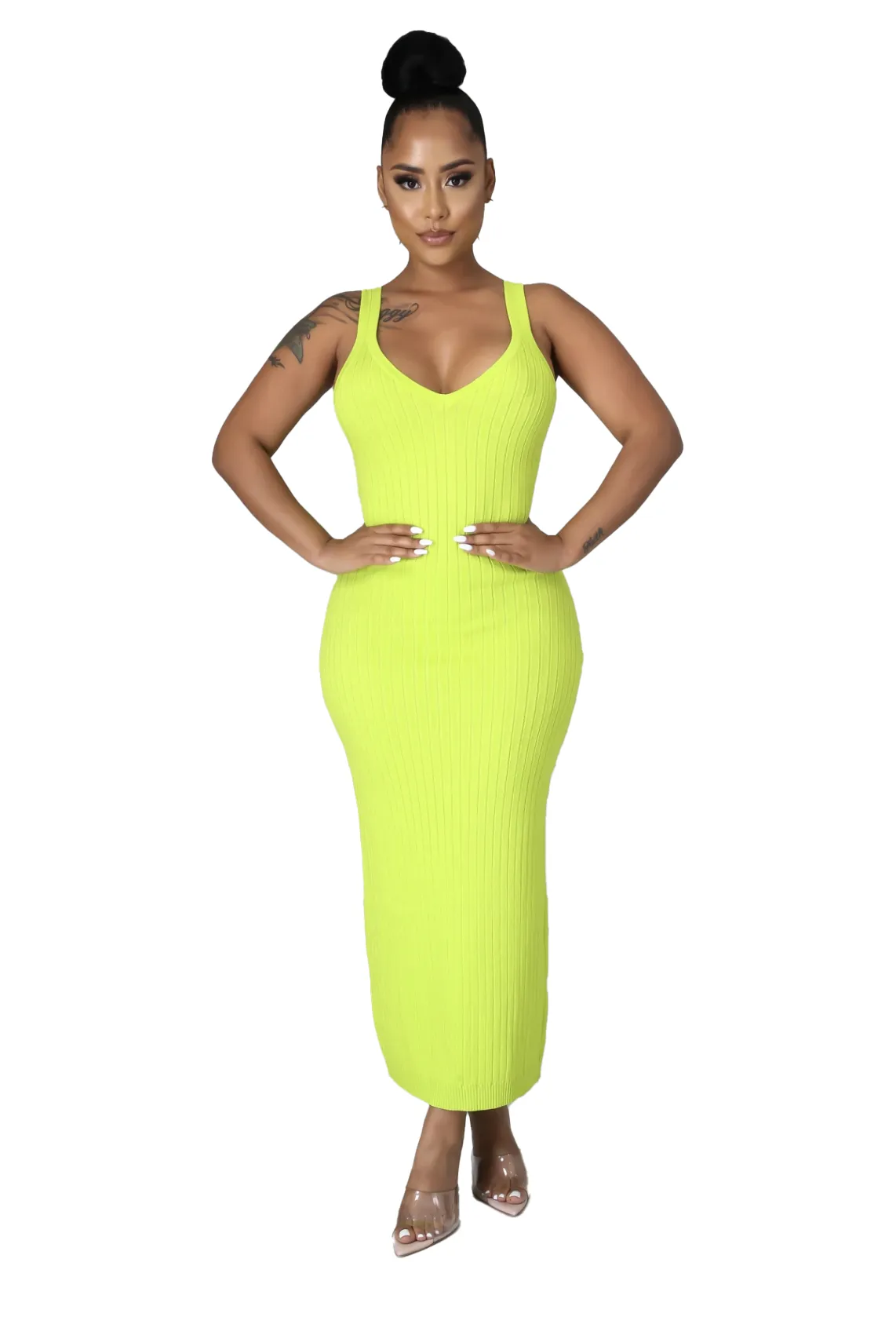 Ribbed Knit Midi Dress