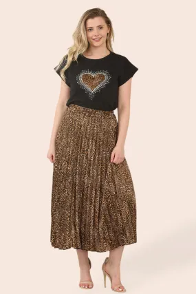 Sateen Animal Plisee Pleated Skirt