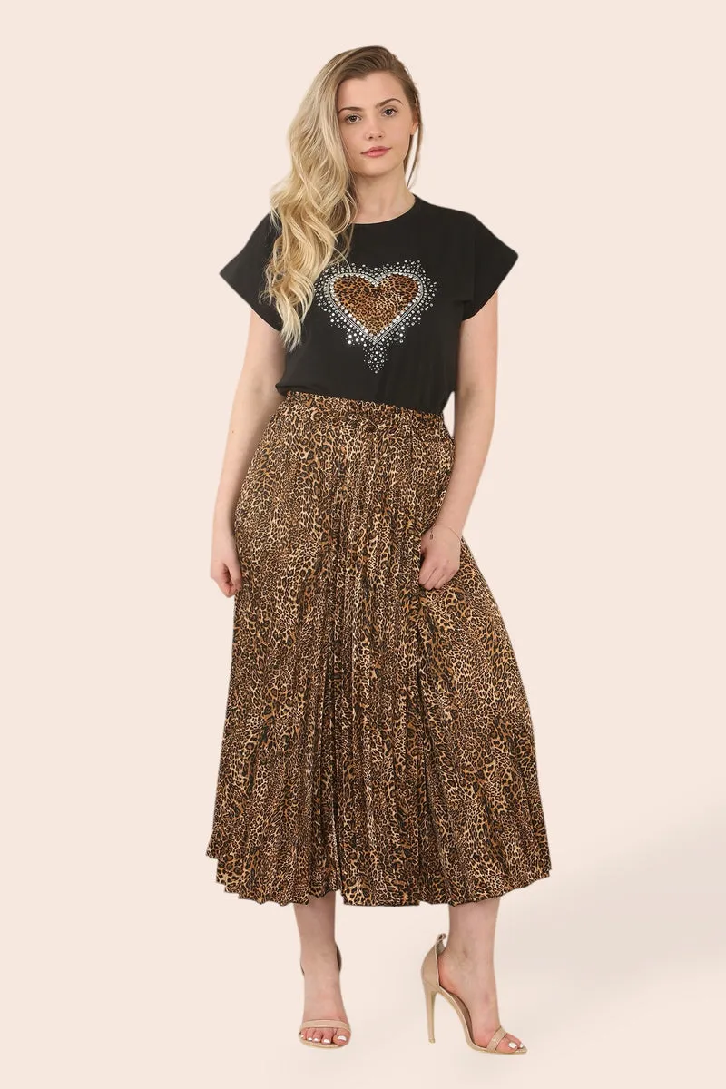 Sateen Animal Plisee Pleated Skirt