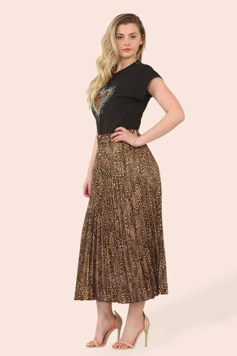 Sateen Animal Plisee Pleated Skirt