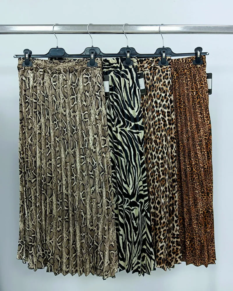 Sateen Animal Plisee Pleated Skirt
